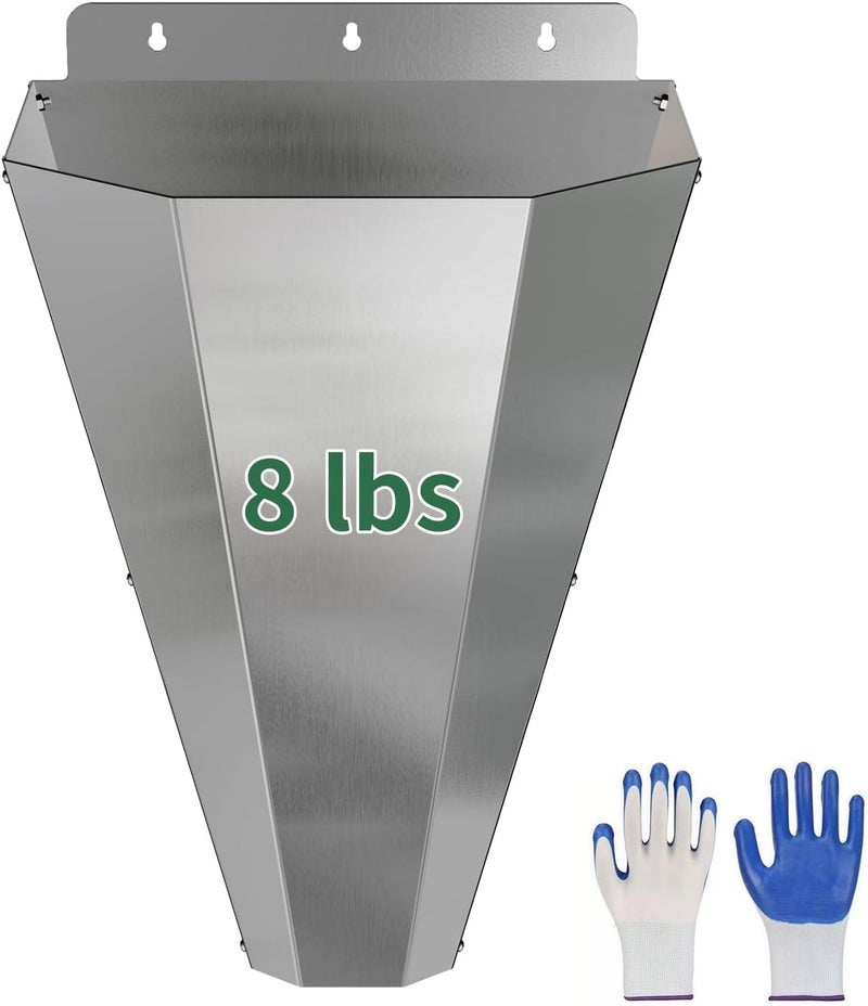 LavviTech Store Medium Chicken Kill Cone for Butchering, Stainless Steel Killing Cones with Safety Gloves, Flat-Back Design, for Processing Chickens, Ducks, Turkeys & Poultry up to 8 lbs (Silver) - Image 1